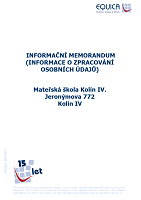 Informační memorandum (Informace o zpracování osobních údajů)